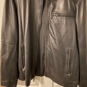 Men genuine leather jacket by Marc New York Navy Blue Extra Large